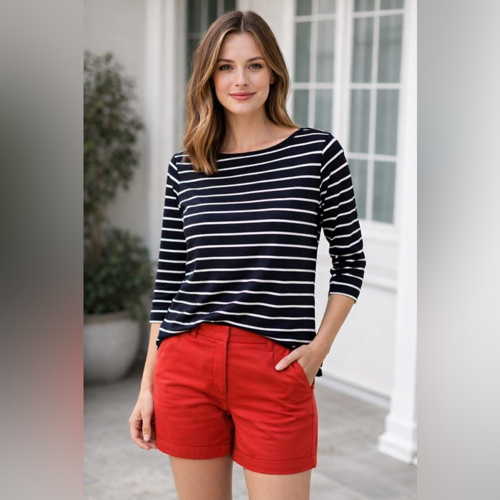 Croft & Barrow Stripe Crew Neck Top PXL Preppy Americana Retro Clean Girl